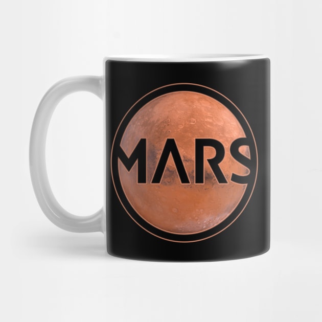 Planet Mars with lettering for gift and space idea by sweetczak